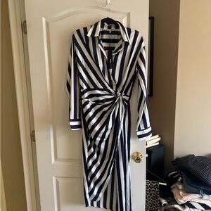 Striped Black and White Wrap Dress
